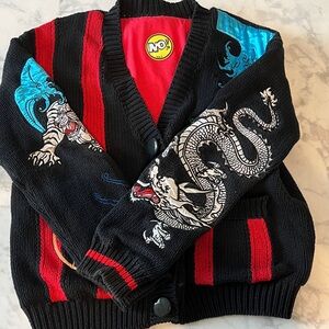 NO! Jeans Sukujan Sukujan Black Cardigan with Dragon and Tiger Design